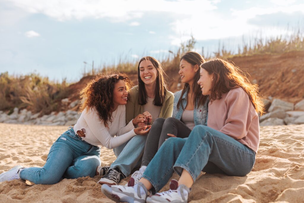 A group of women on a beach in Vermont